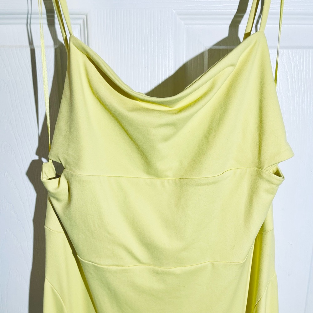 Susana Monaco Maxi Dress Nylon Stretch Fit & Flare Yellow Sz L - Picture 9 of 13